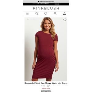 Burgundy fitted cap sleeve maternity dress - XL